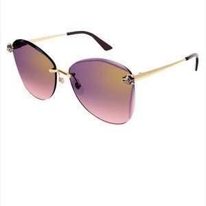 Cartier Panthere Classic 24K Gold Plated Butterfly Sunglasses